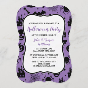 Purple and Black Halloween Party Invitation