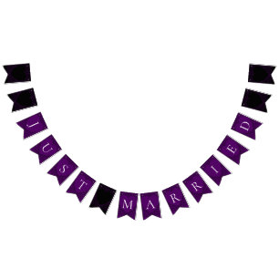 Purple and Black Heart Gothic Wedding Bunting Bunting Flags