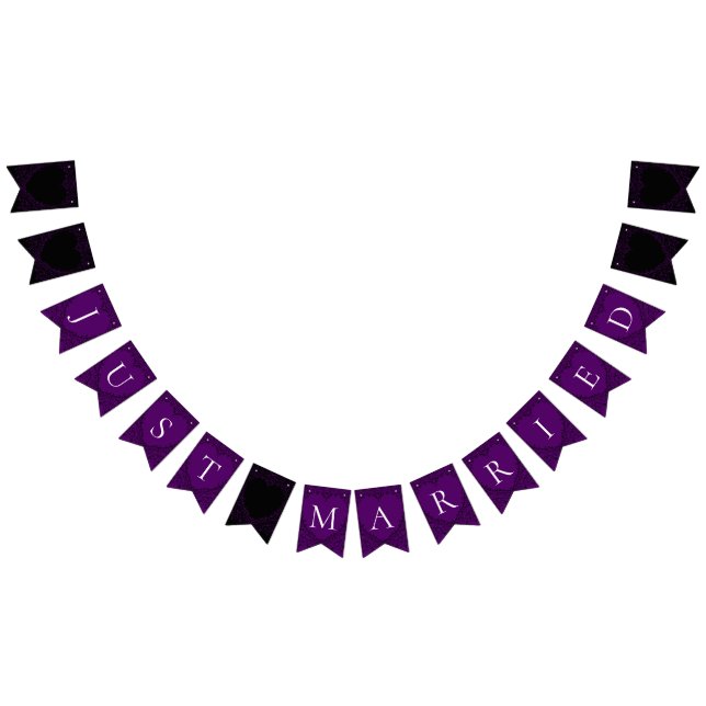 Purple and Black Heart Gothic Wedding Bunting Flags (All)