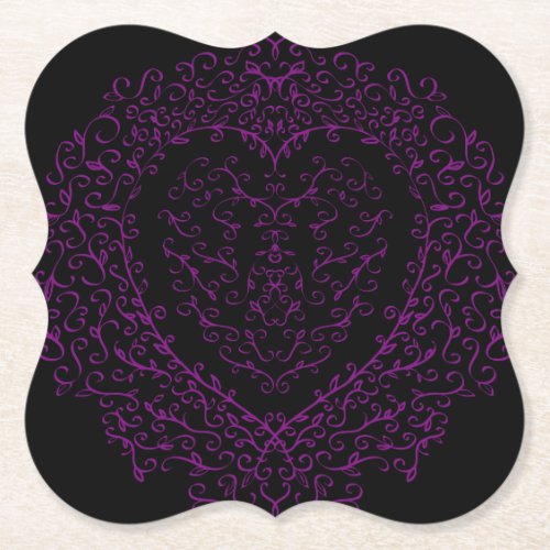 Purple and Black Heart Gothic Wedding Coasters