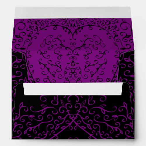 Purple and Black Heart Gothic Wedding Envelopes