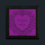 Purple and Black Heart Gothic Wedding Keepsake Box<br><div class="desc">Our beautiful purple and black heart gothic wedding keepsake boxes are dark,  yet lovely with our artistic scroll design.  They are designed in a collection of several items so your whole wedding can be coordinated with the same style!</div>