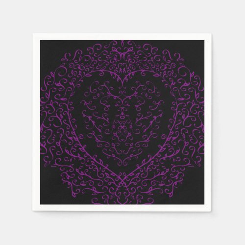 Purple and Black Heart Gothic Wedding Napkins
