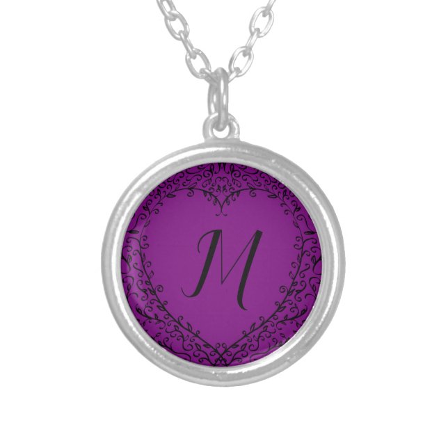 Purple and Black Heart Gothic Wedding Necklace (Front)