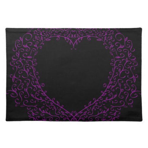 Purple and Black Heart Gothic Wedding Placemats