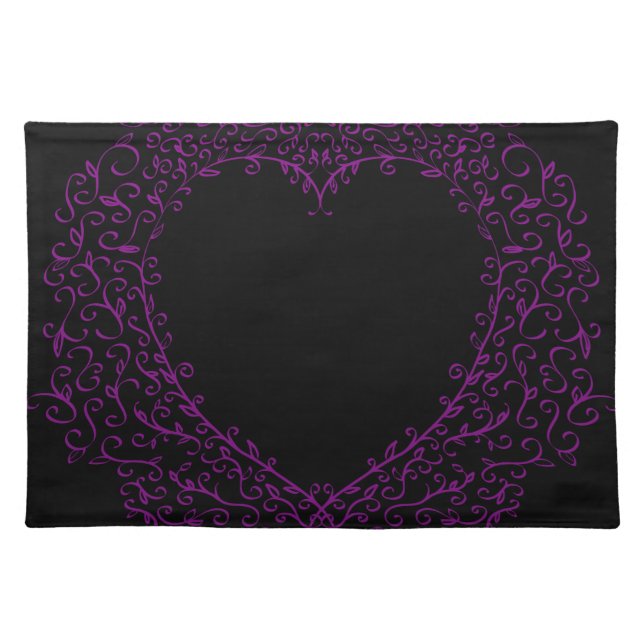 Purple and Black Heart Gothic Wedding Placemats (Front)
