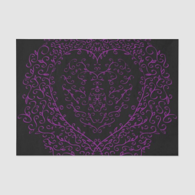 Purple and Black Heart Gothic Wedding Tissue Paper (Front)