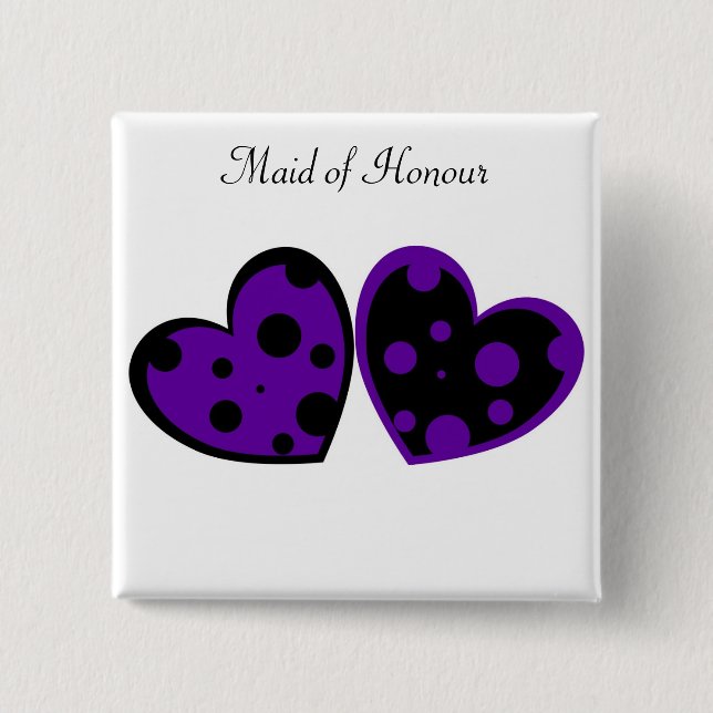 Purple And Black Hearts Button (Front)