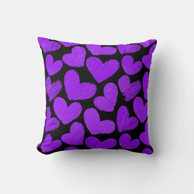 Purple and black Hearts Pillow (Front)