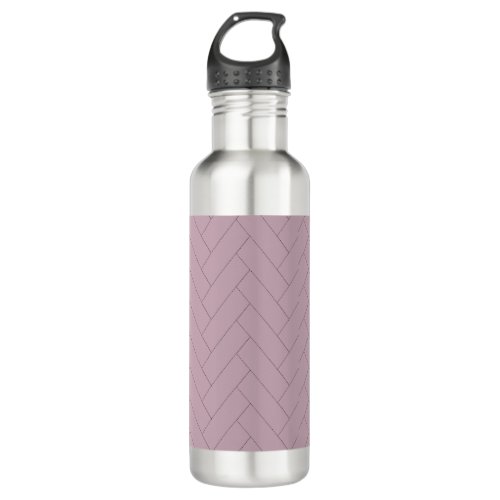 Purple and Black Herringbone Pattern Stainless Steel Water Bottle