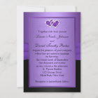 Purple and Black Joined Hearts Monogrammed Invite