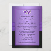 Purple and Black Joined Hearts Monogrammed Invite (Back)