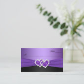 Purple and Black Joined Hearts Place Card (Standing Front)