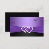 Purple and Black Joined Hearts Place Card (Front/Back)