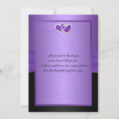 Purple and Black Joined Hearts Thank You Card (Back)