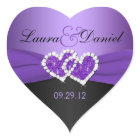 Purple and Black Joined Hearts Wedding Sticker