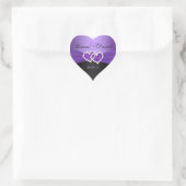 Purple and Black Joined Hearts Wedding Sticker (Bag)
