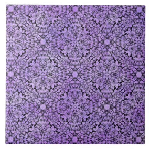 Purple and Black Knit Pattern Ceramic Tile