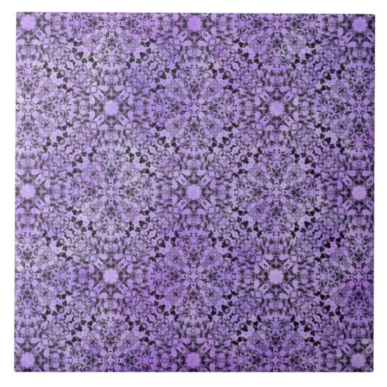 Purple and Black Knit Pattern Ceramic Tile