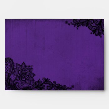 Purple And Black Lace Gothic Wedding Envelopes by NouDesigns at Zazzle