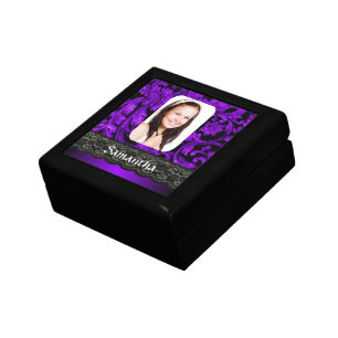 Purple and black lace personalized photo template gift box