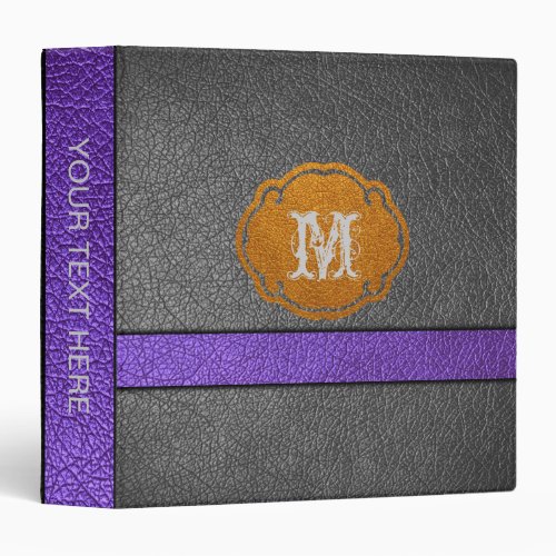 Purple and Black Leather 3 Ring Binder