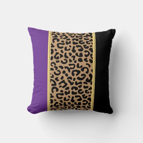 Purple and Black Leopard Animal Pattern Throw Pillow