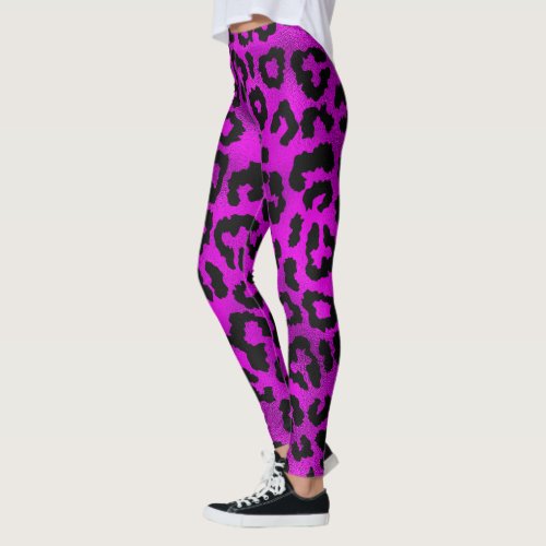Purple and Black Leopard Leggings Workout