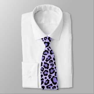 Purple and Black Leopard Print Neck Tie