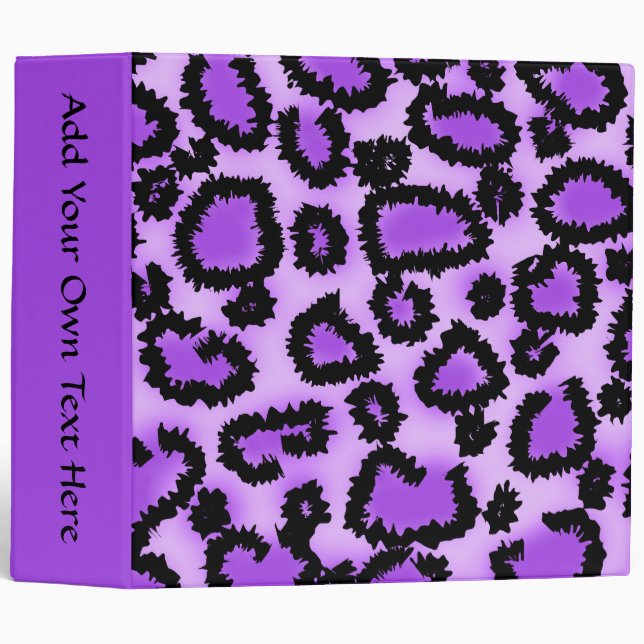Purple and Black Leopard Print Pattern. 3 Ring Binder (Front/Spine)