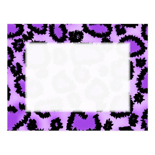 Purple and Black Leopard Print Pattern. Postcard