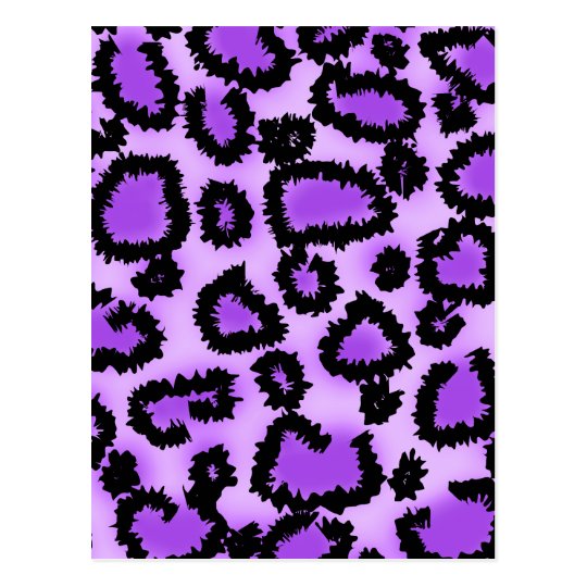 Purple and Black Leopard Print Pattern. Postcard