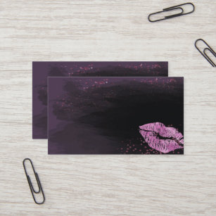 Purple and Black Lips Business Card Template