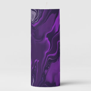 Purple and black marble pillar candle