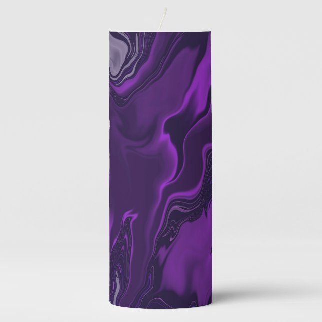 Purple and black marble pillar candle (Front)