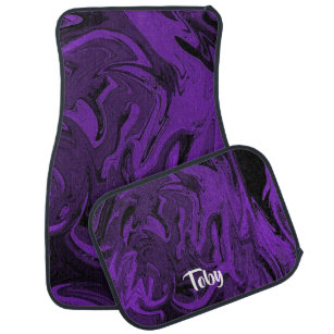 Purple and black marble polished car floor mat