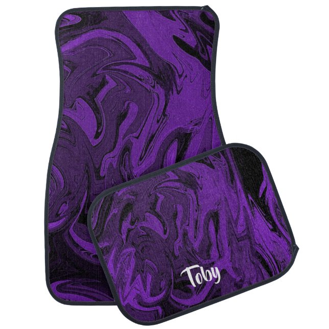 Purple and black marble polished car floor mat (Set)