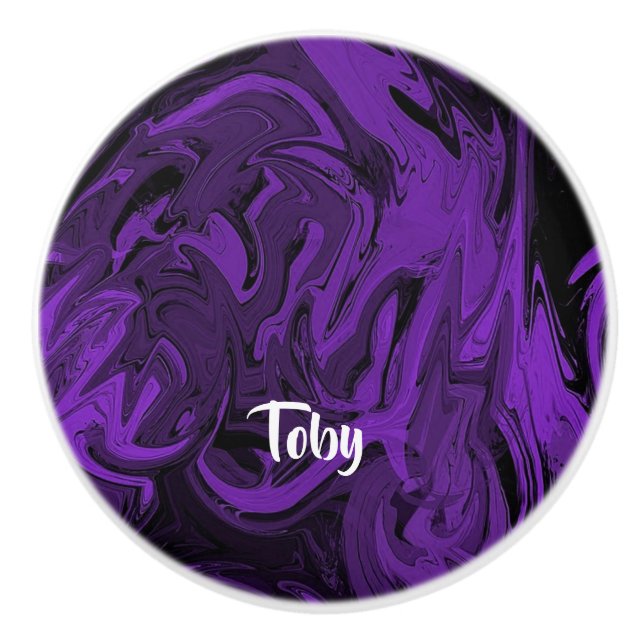 Purple and black marble polished ceramic knob (Front)