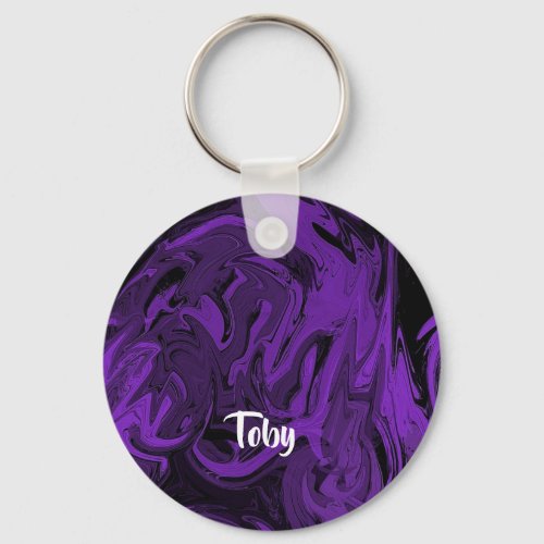 Purple and black marble polished keychain