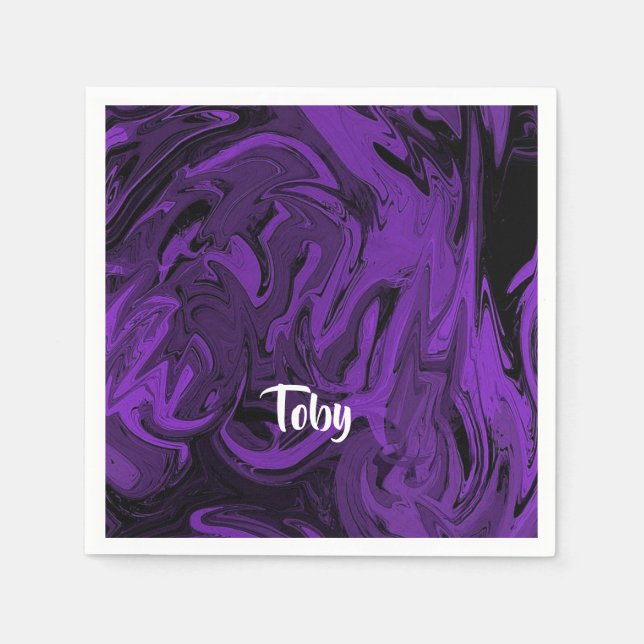Purple and black marble polished napkins (Front)