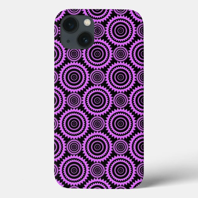 Purple and Black Modern Circles Pattern Case-Mate iPhone Case (Back)
