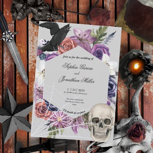 Purple and Black Moody Dark Wedding Invitation