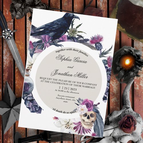 Purple and Black Moody Dark Wedding Invitation