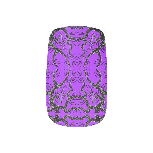Purple and Black Nail Art (Left Thumb)