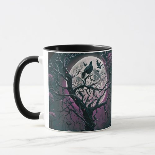 Purple and Black Night Full Moon Halloween Mug