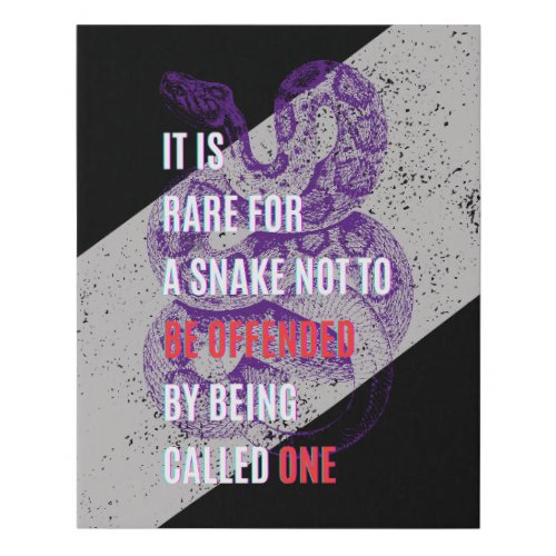 Purple and black Offended snakes sarcastic quote Faux Canvas Print