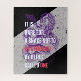 Purple and black Offended snakes sarcastic quote Jigsaw Puzzle