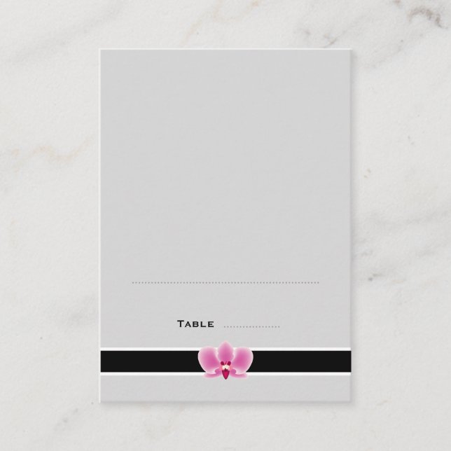 Purple and Black Orchid Folded Place Cards (Front)