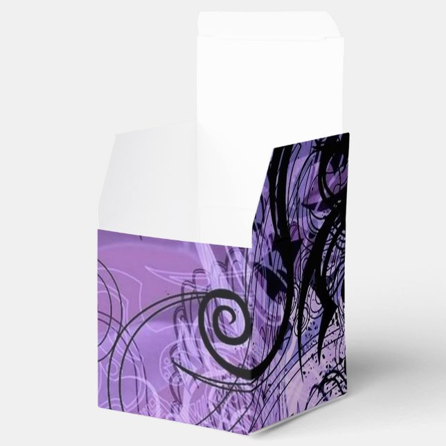 Purple and Black Pattern Cube Favor Box (Opened)