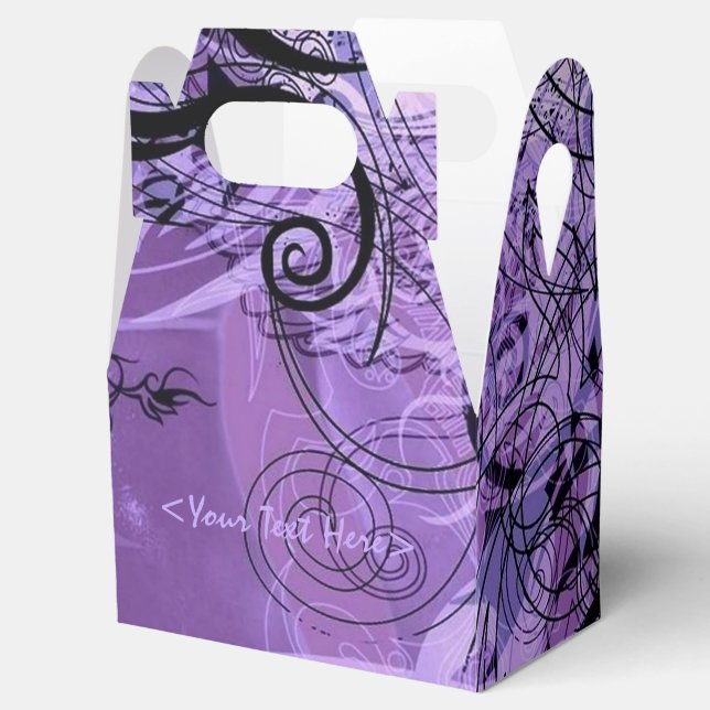 Purple and Black Pattern Gable Favor Box (Opened)